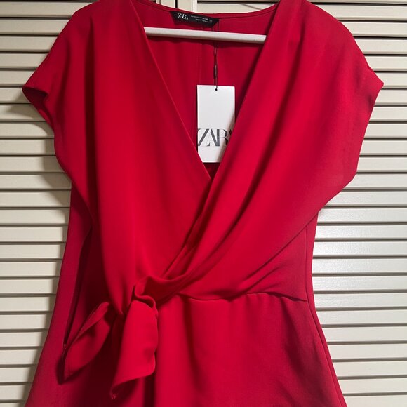 Zara Faux Wrap Knotted Crepe Top NWT (sold out in USA) - Picture 5 of 6